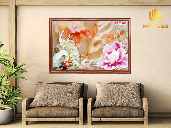 Tranh kính cường lực Hoa ngọc D802 01