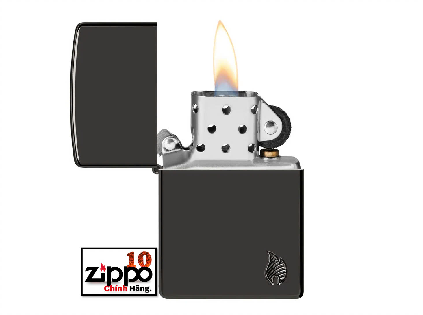 Bật lửa Zippo 46402 Armor High Polish Black Flame Design - Chính hãng 100%
