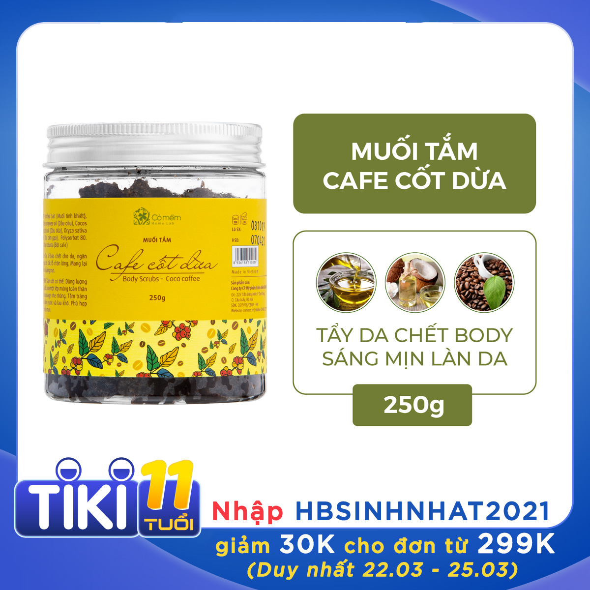 Muối Tắm Tẩy Da Chết Body Cafe Giúp Làn Da Mềm Mại Mịn Màng Giảm Mụn Lưng An Toàn Từ Thiên Nhiên Cỏ Mềm 90g