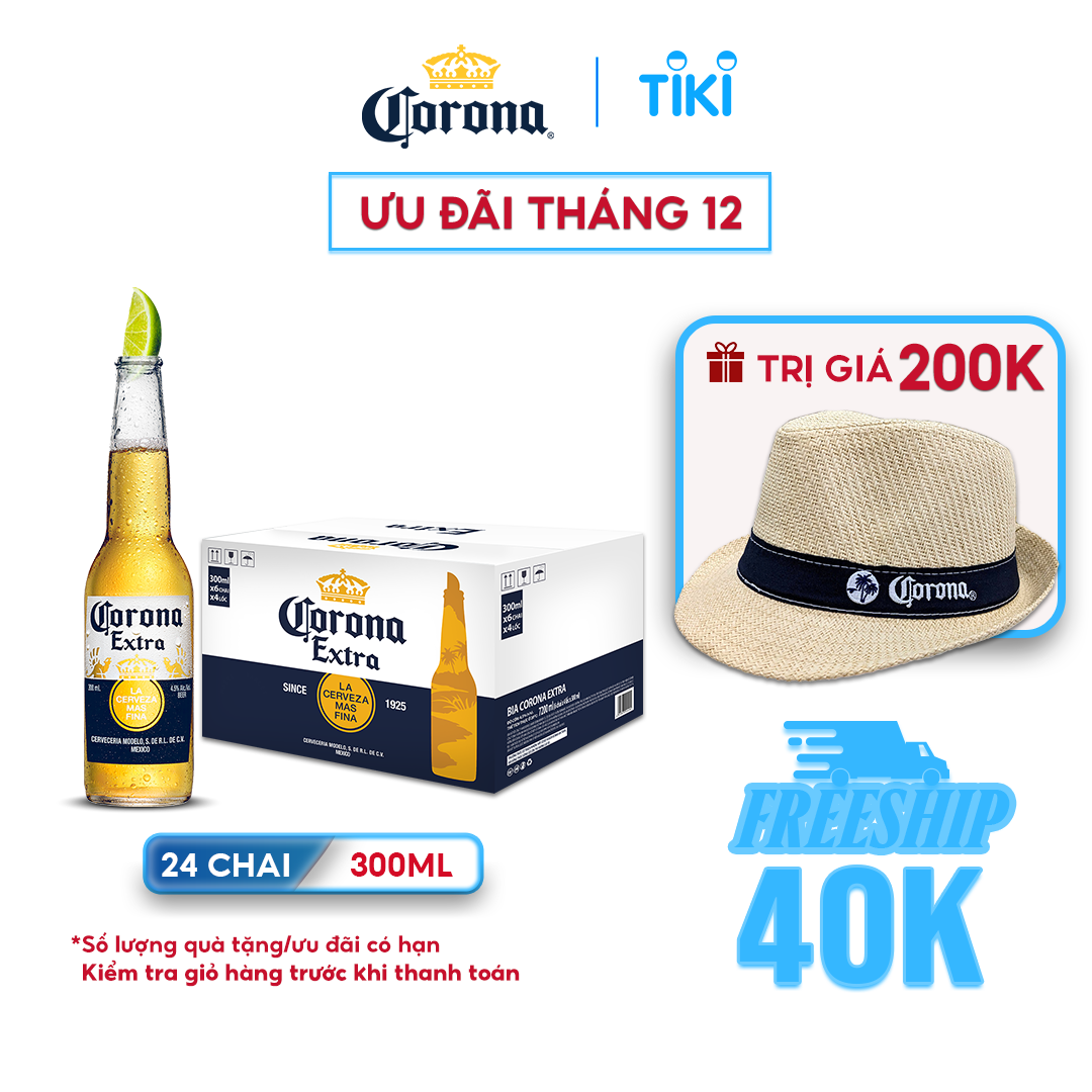 Bia Corona Extra Nhập Khẩu Thùng 24 Chai (300ml/chai)