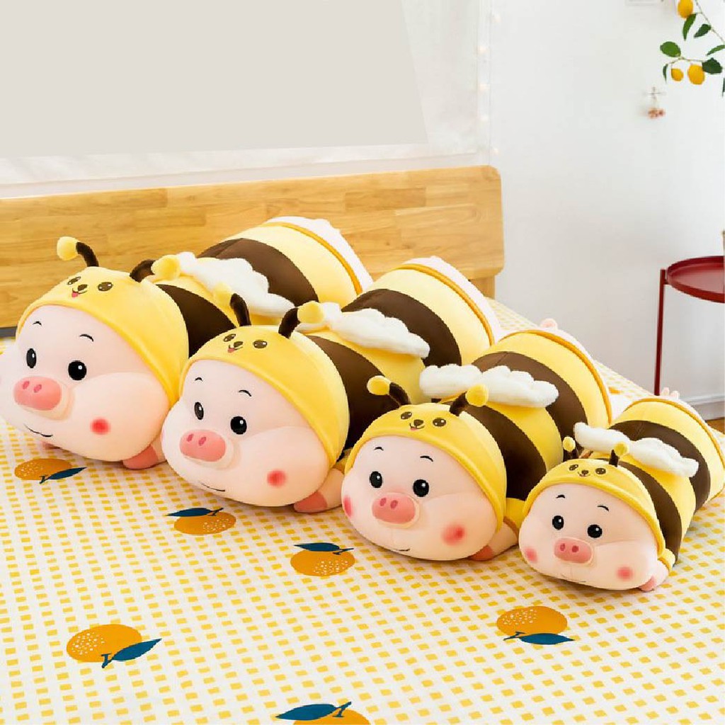 Gấu Bông Heo Ong Nằm- Gối Ôm Heo Cosplay Nhồi Bông Cao Cấp