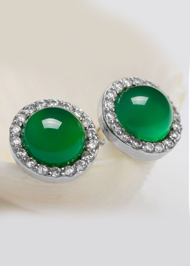 Bông tai bạc 925 đá chalcedony Hàn Quốc BHBT127