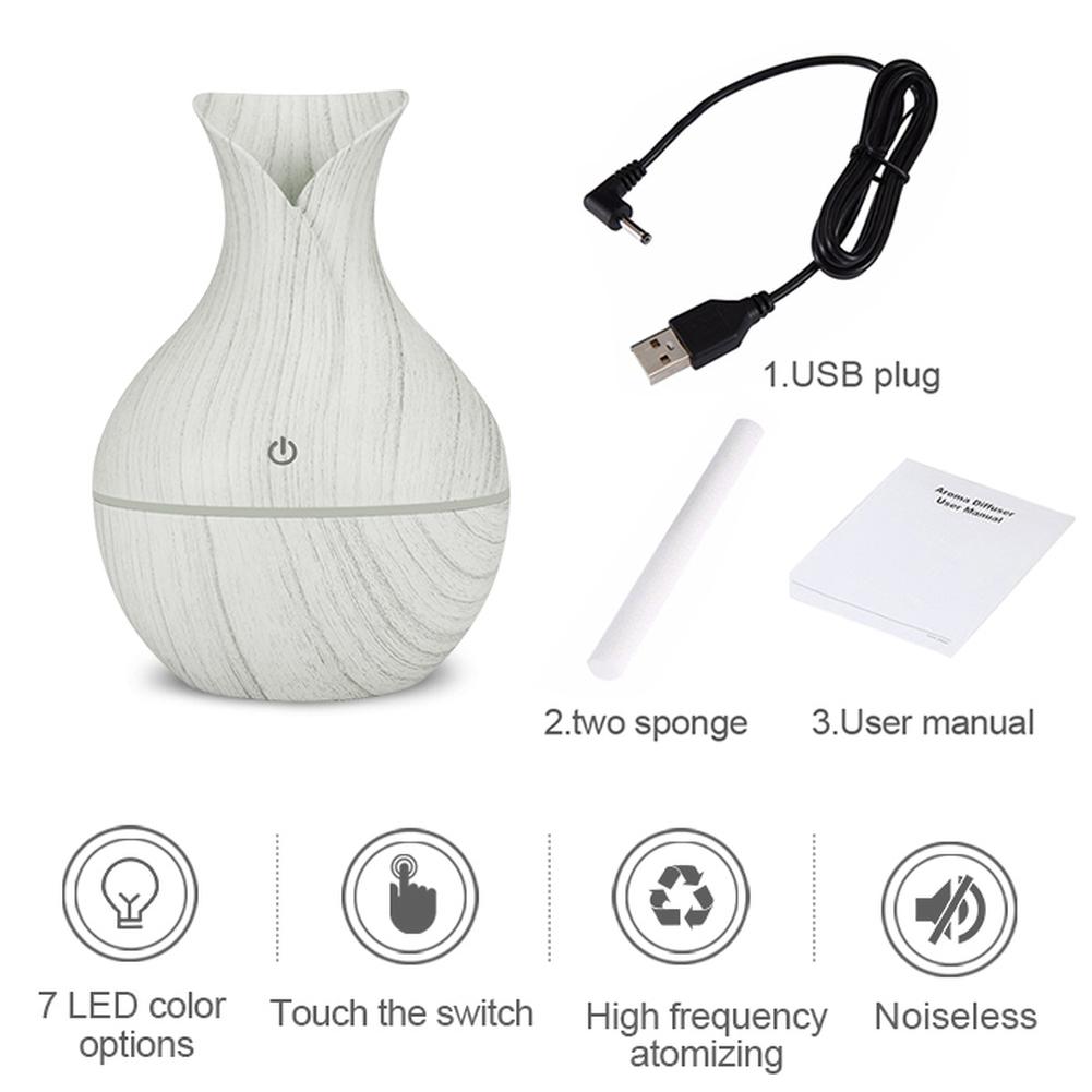 USB Tinh Dầu Khuếch Tán Trắng Hạt Điện Máy Phun Sương Tạo Độ Ẩm Siêu Âm Thanh Máy Tạo Độ Ẩm Không Khí Làm Thơm Phòng LEDlight Phun Sương Tạo Cho Gia Đình
