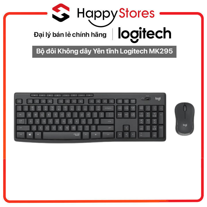 Bộ đôi bàn phím và chuột Không dây Yên tĩnh Logitech MK295 - Hàng chính hãng