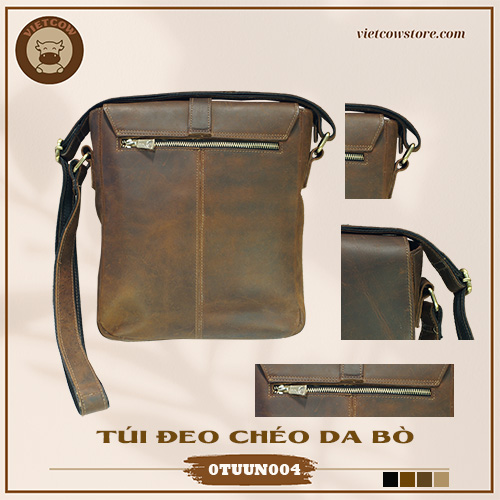 Túi Đeo Chéo Tablet Da Bò Sáp, Túi Đeo Chéo Da Bò Thời Trang VietCow_0TUUN004