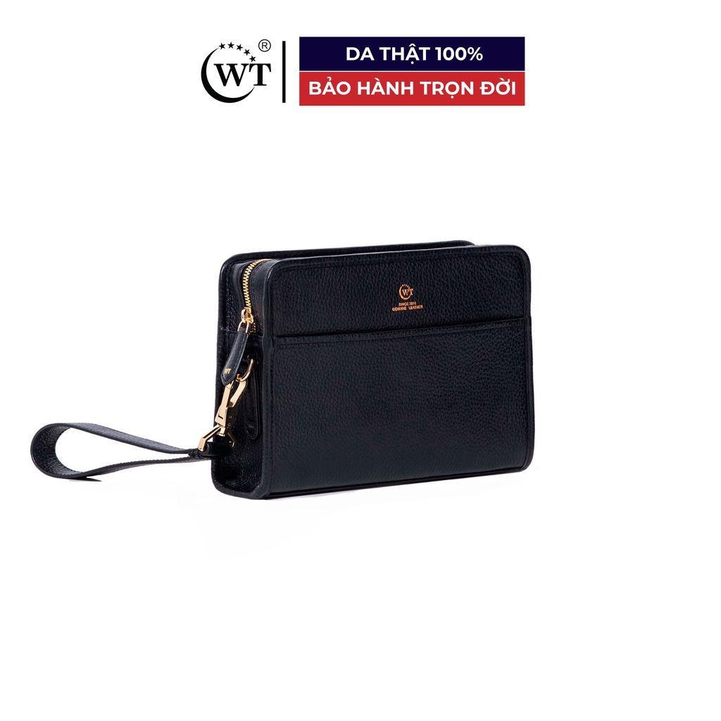 Clutch Cầm Tay Da Bò Nam Cao Cấp Có Quai Cầm Màu Đen, Nâu WT Leather TRUNK-A5