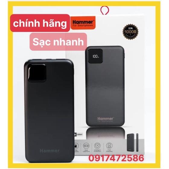 Sạc Dự Phòng Hammer (H09) Li-Ion - Polymer 10.000mAh, Sạc nhanh QC 3.0, LCD - Hàng Chính Hãng