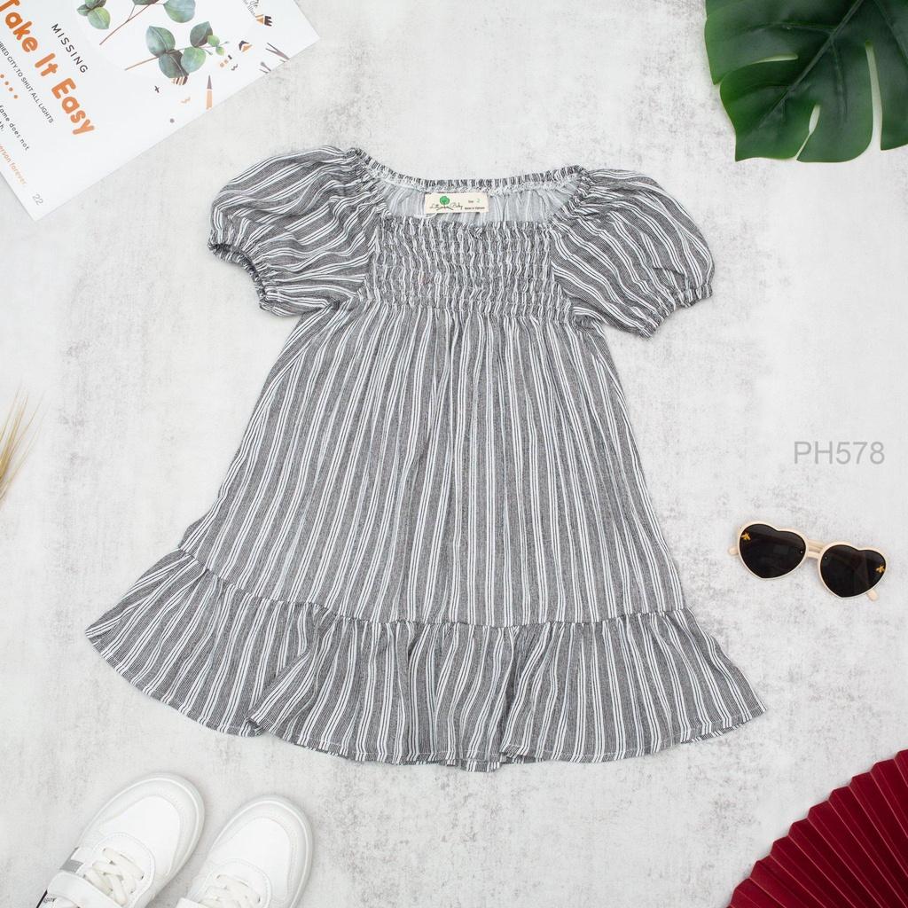 : Váy Ngắn Tay Thô Hoa Dúm Ngực VT2301 Thương Hiệu Litibaby Size 2-12, Dành Cho Bạn Từ 11kg-31kg
