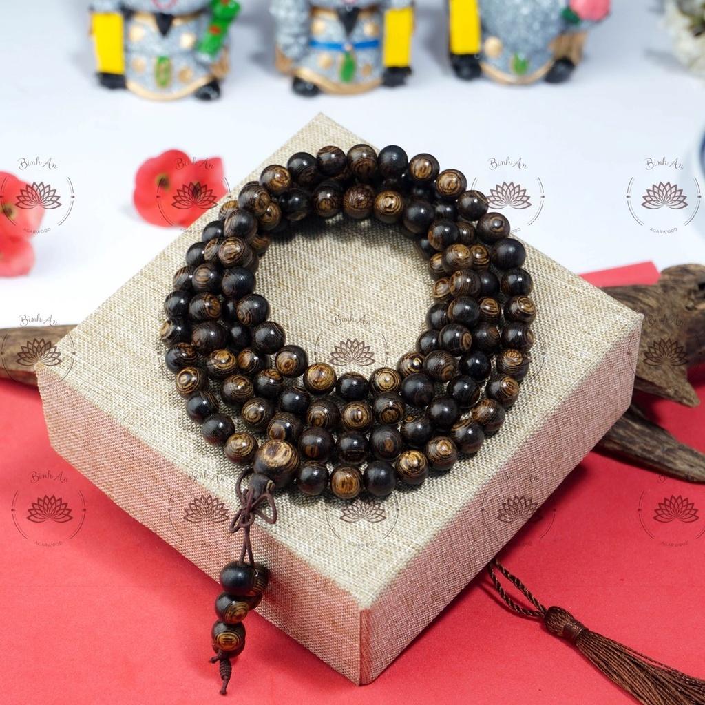 Chuỗi Tràng 108 Hạt Trầm Hương Sánh Chìm - Vòng Tay Phong Thủy - Trầm Hương Việt - Size Nữ 6mm