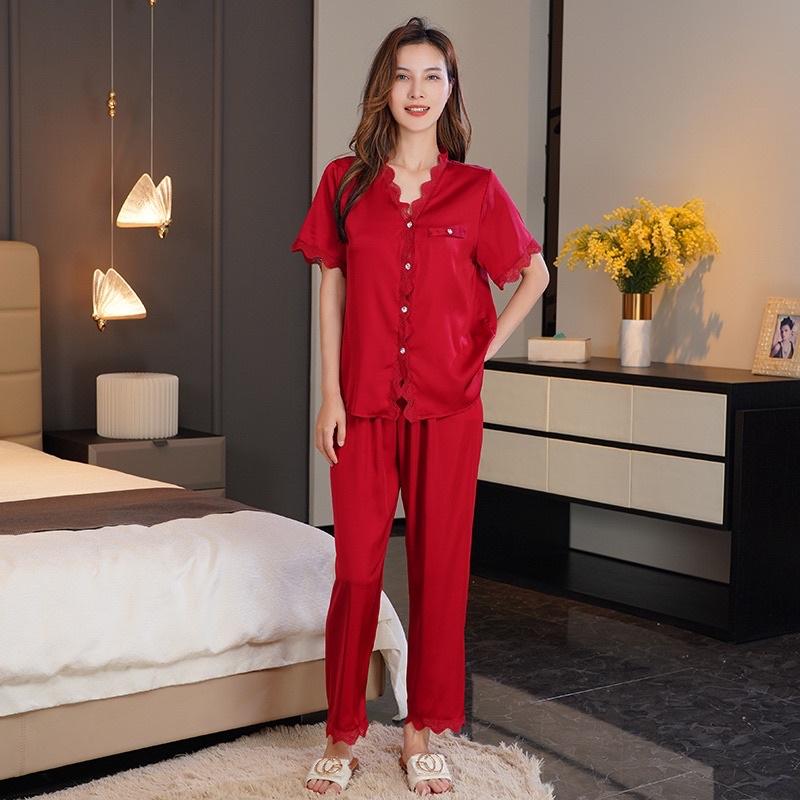 Đồ Bộ Pijama Lụa Đồ Mặc Nhà️ Bộ Ngủ Cao Cấp Mát Mềm Mịn - ELSA