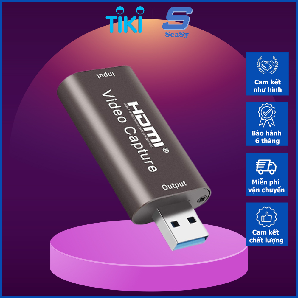 Cáp HDMI To USB 3.0 Video Capture SeaSy, Hỗ Trợ Live Stream, Ghi Hình Vào Máy Tính Từ Điện Thoại, Ipad, Camera, PC, PS, 360 Wii U Camcorder DV, Video Conference, HD DVR, Thiết Bị Y Tế, Nội Soi, Siêu Âm - Hàng Chính Hãng