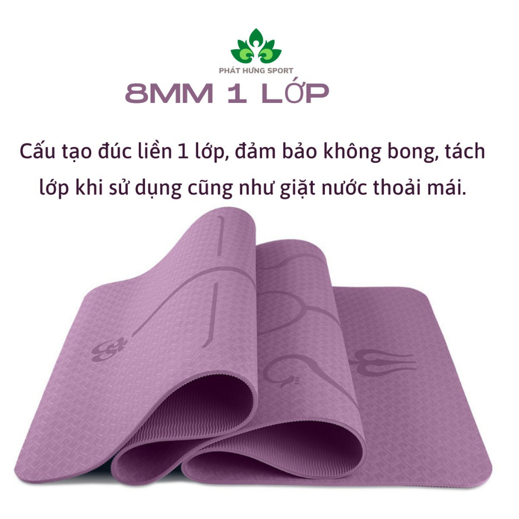 Thảm tập yoga định tuyến 8mm 1 lớp cao cấp , chống trơn trượt , thấm hút mồ hôi, đàn hồi cao , dễ dàng vệ sinh giặt