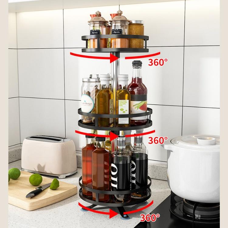 Kệ Đựng Gia Vị Xoay 360 Độ 2 Tầng, 3 Tầng, Kệ Để Đồ Nhà Bếp Thông Minh Dáng Vuông, Tròn