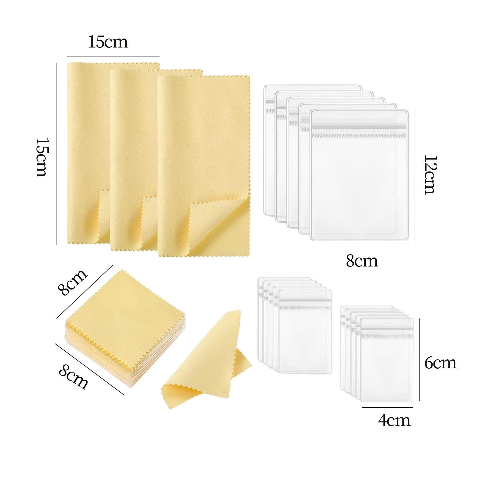 73Pcs Storage Bags Zip Bags Cleaning Cloth for Jewelry Screens Silverware