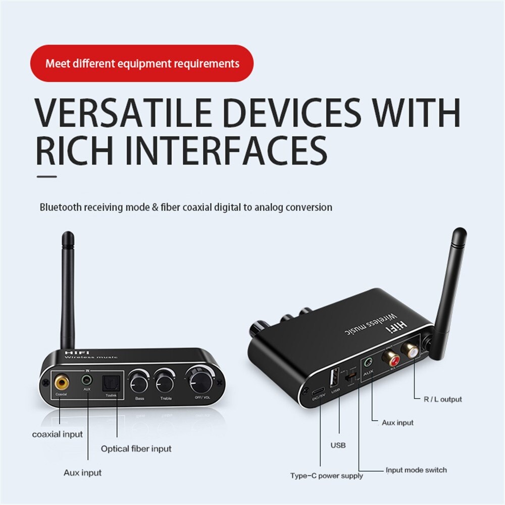ROGTZ Bộ Chuyển Đổi Âm Thanh DAC Bluetooth T01 Chỉnh Treble, Bass, Volume - Hàng Nhập Khẩu