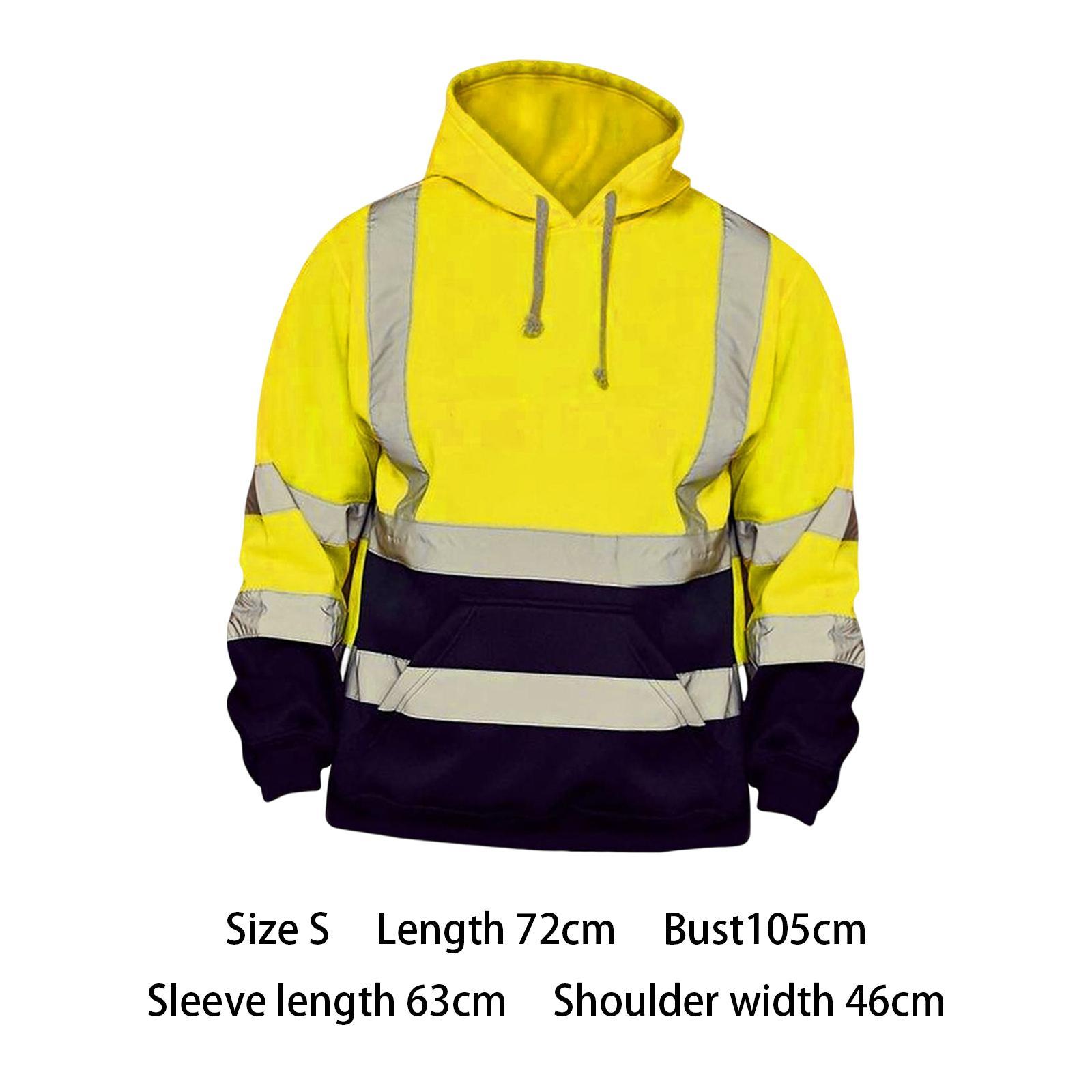 High Visibility Work Jacket Coat Mens Hoodie Sweatshirt for Roadside
