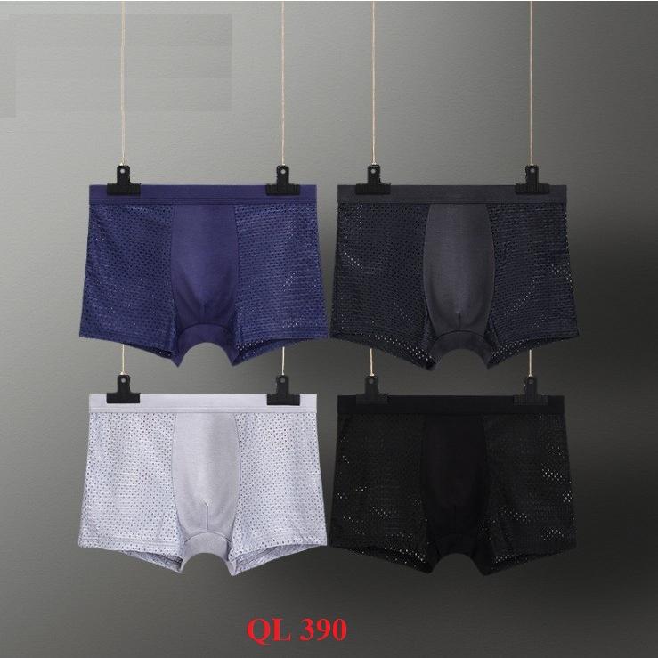 Combo 4 quần Boxer nam chất thun lạnh thông hơi, thoáng khí đóng túi Zip cao cấp giá tốt AVI - 390