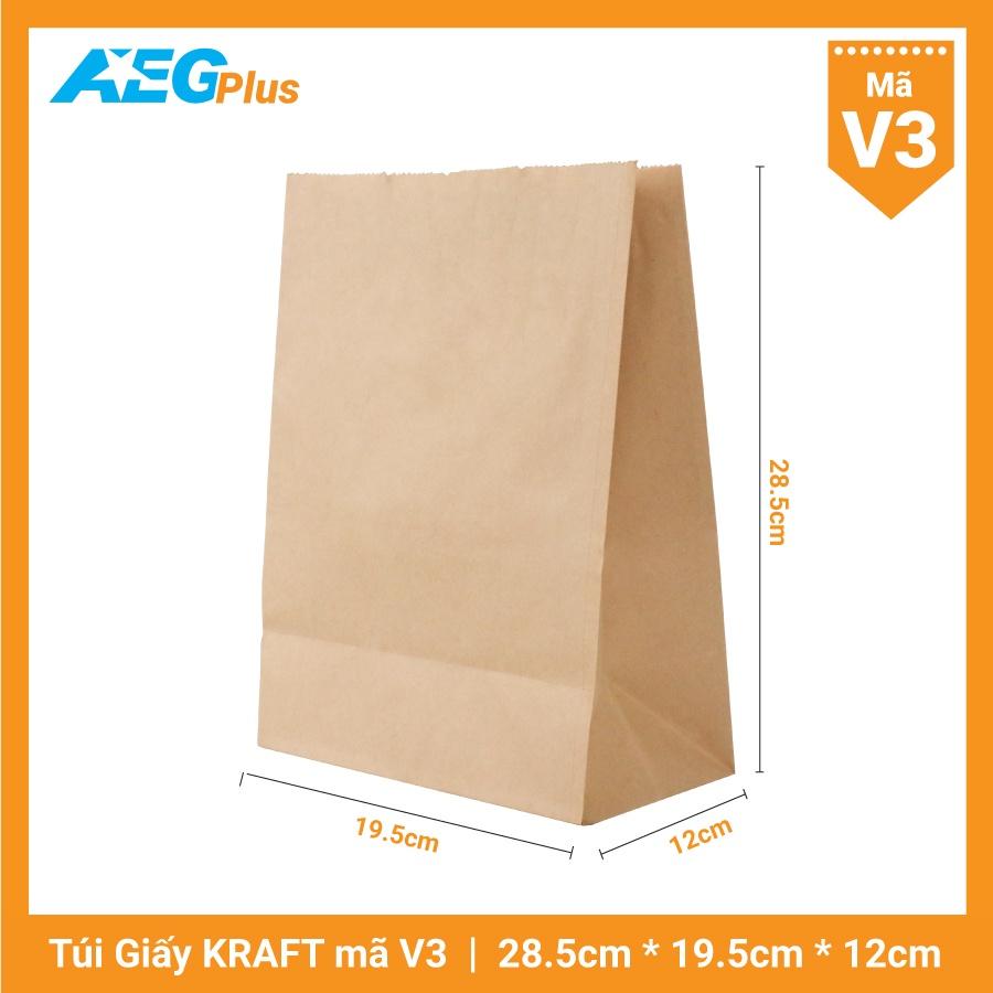 Túi đựng đáy vuông V3 (100 túi) - Túi giấy kraft trơn