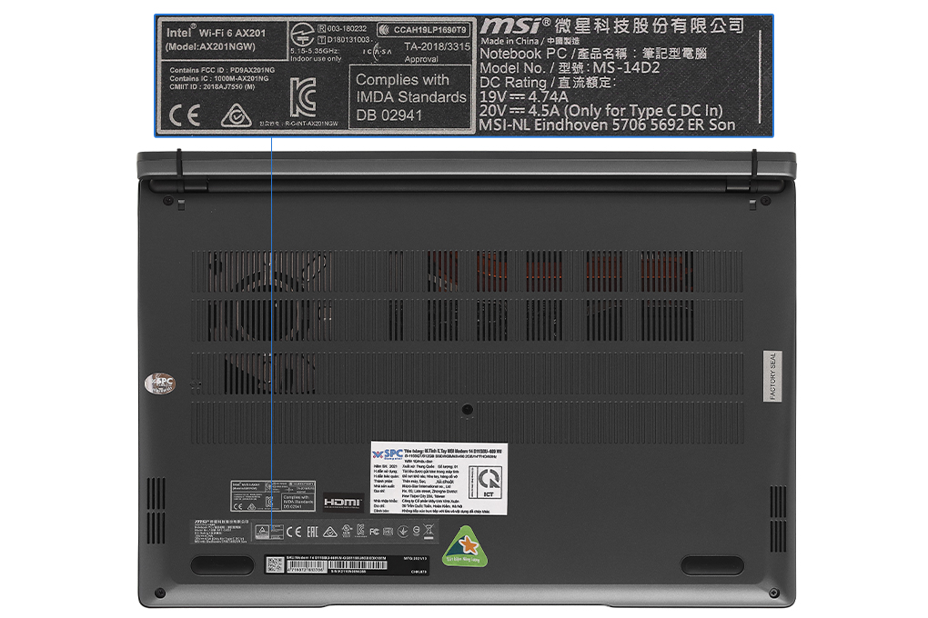 MSI Modern 14 B11SBU i5 1155G7/8GB/512GB/2GB MX450/14&quot;F/Túi/Chuột/Win10/(669VN)/Đen - Hàng chính hãng