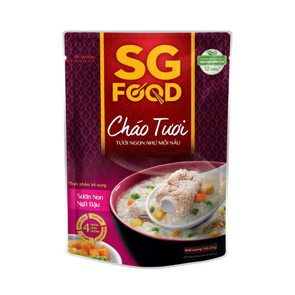 Thùng 30 Gói Cháo Tươi Sài Gòn Food Sườn Non Ngũ Đậu 270G