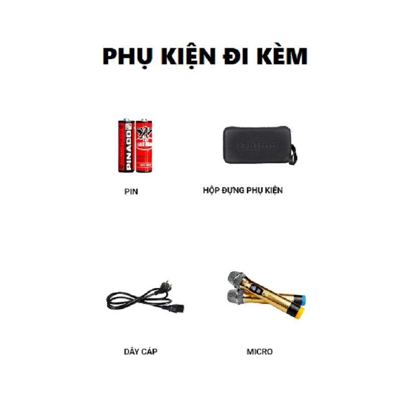 Loa karaoke xách tay Dalton PS-K8A LUXURY- Hàng Chính Hãng loa bass 8 inch, công suất 250W, tặng kèm 2 micro không dây UHF, loa thiết kế tinh tế nhỏ gọn-BH 12 tháng