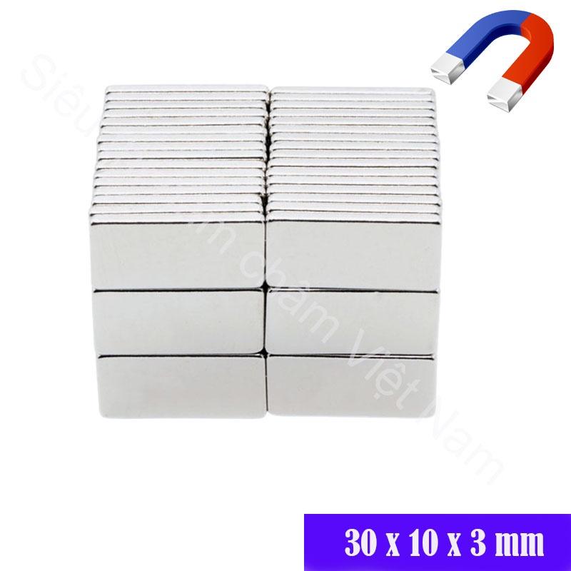 Nam châm vĩnh cửu 30x10x3mm set 5 viên, nam châm có lực hút mạnh