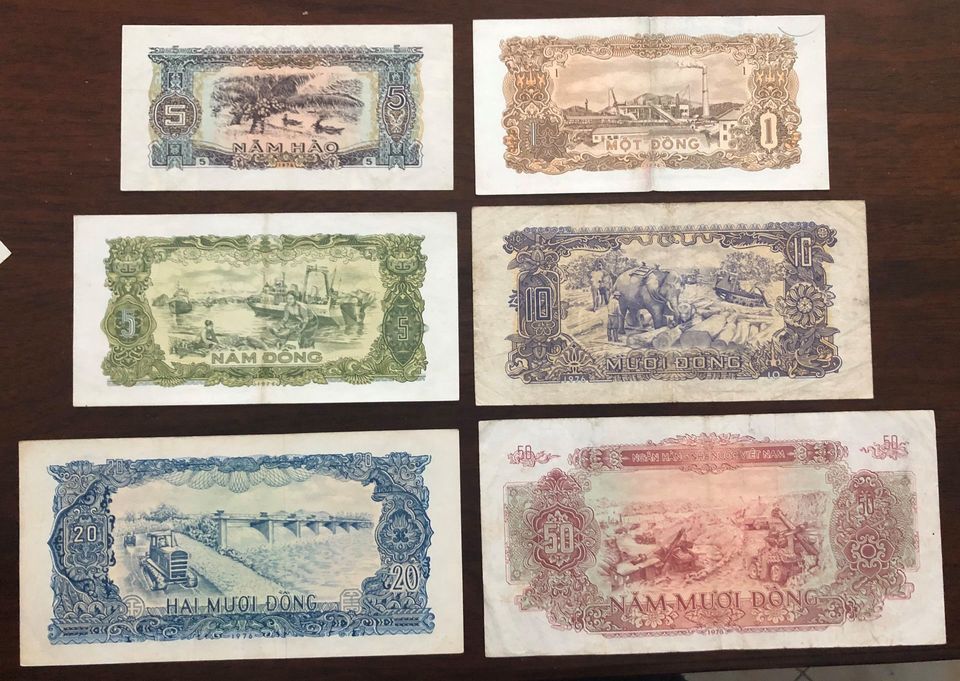 Đủ bộ tiền cổ giấy Việt Nam bao cấp 1976, 6 tờ đầu tiên sau giải phóng