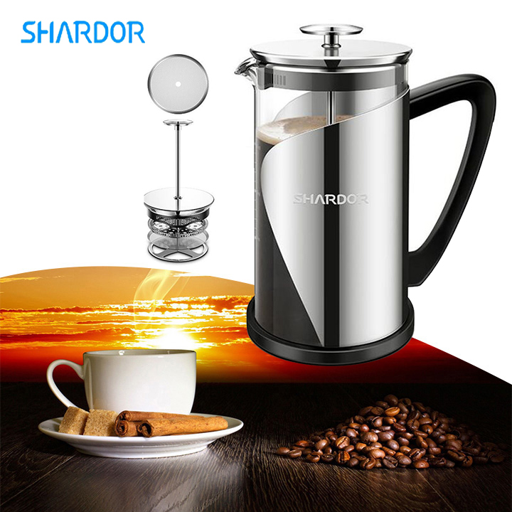 Bình pha cà phê kiểu Pháp French Press Shardor FP515S dung tích 1000ml - Hàng nhập khẩu