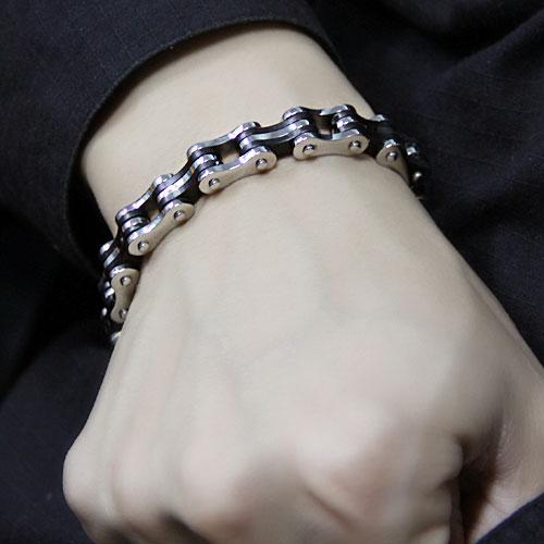 Bike Chain Style Stainless Steel Mens Bracelet w/ Gift Box