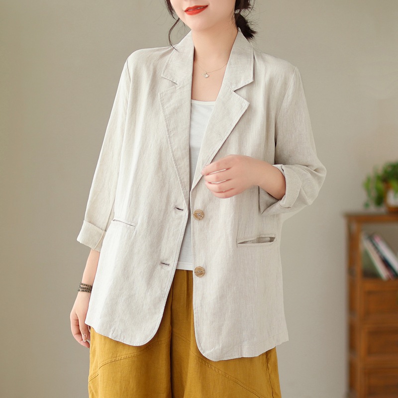 Áo Khoác Blazer Dáng Rộng Thời Trang Công Sở Cho Nữ, Chất Linen Cao Cấp,Màu Sắc Trẻ Trung