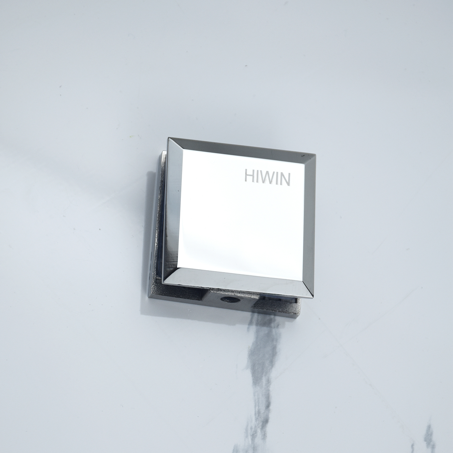 Kẹp định vị kính 0 độ cho cabin tắm chất liệu inox 304 mặt gương cạnh vát Hiwin FC-2080 lắp ở chân vách kính