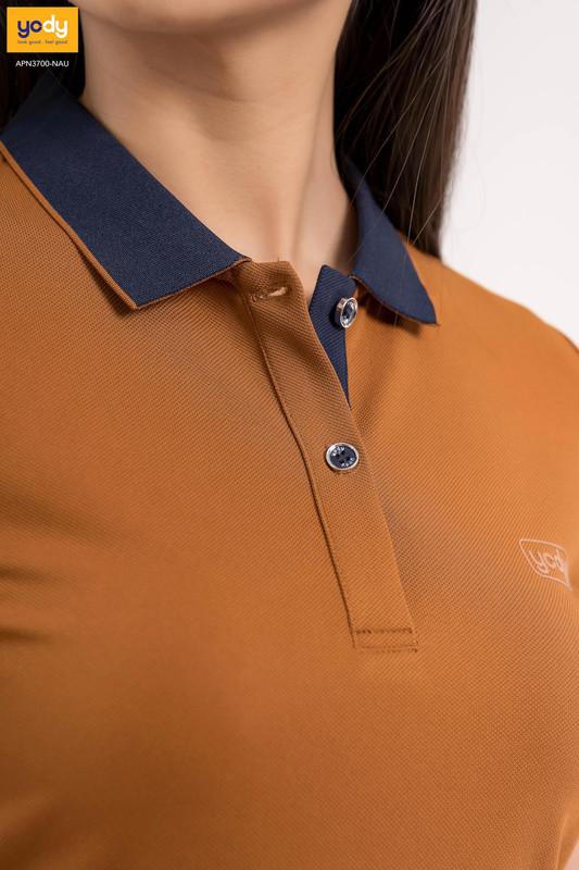 Áo Polo Nữ YODY Phối Nẹp Thoải Mái Năng Động Chất Liệu Cafe Khử Mùi Tốt - APN3700