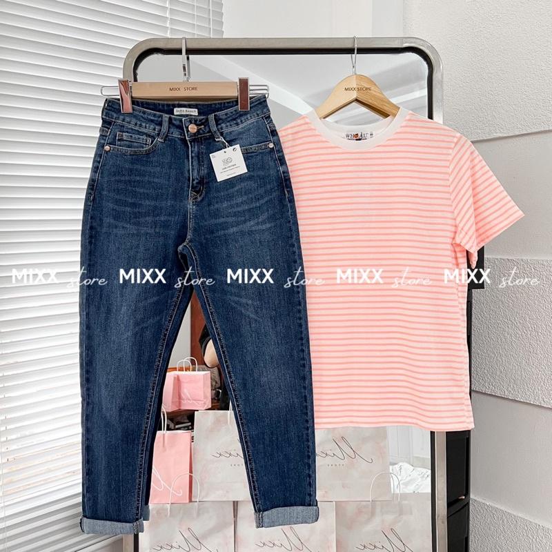 Quần Jean Nữ Baggy Trơn lưng cao chất jean dày dặn co giãn phom 9 tấc sành điệu