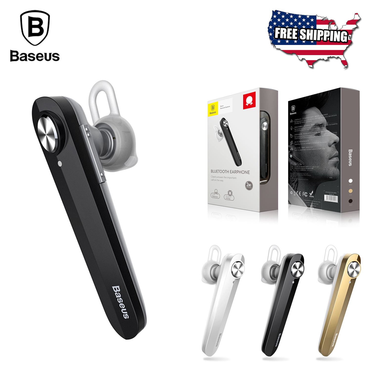 Tai nghe bluetooth cao cấp thương hiệu Baseus A01 chuyên đàm thoại chống ồn lọc âm cực tốt - Hàng nhập khẩu