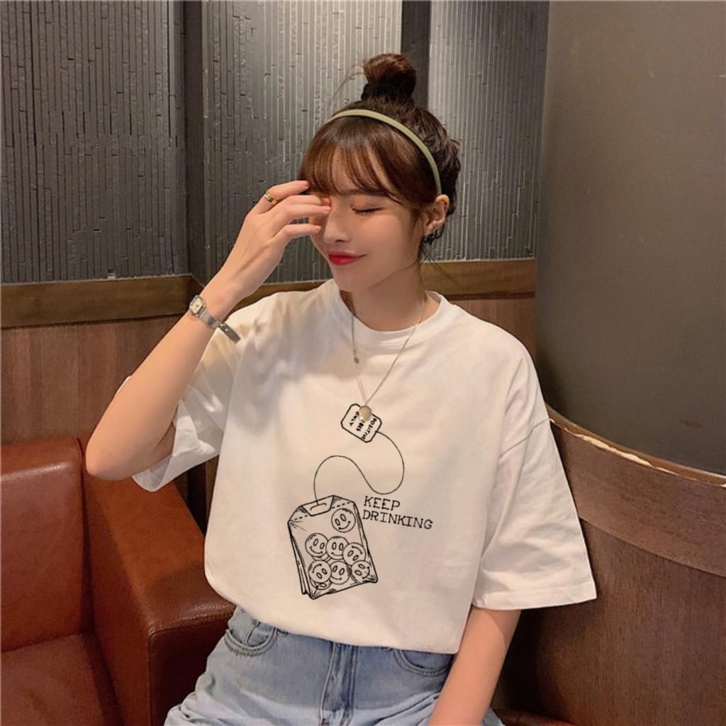 Áo thun tay lỡ KEEP DRINKING phông Unisex nam nữ tee oversize form rộng pull Ulzzang Streetwear Hàn Quốc vải mềm