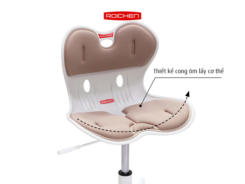 [Ghế Roichen WOW Minh Ngọc] Ghế chỉnh dáng ngồi đúng  có chân xoay Roichen - WOW Hàn Quốc. Màu nâu chân đen