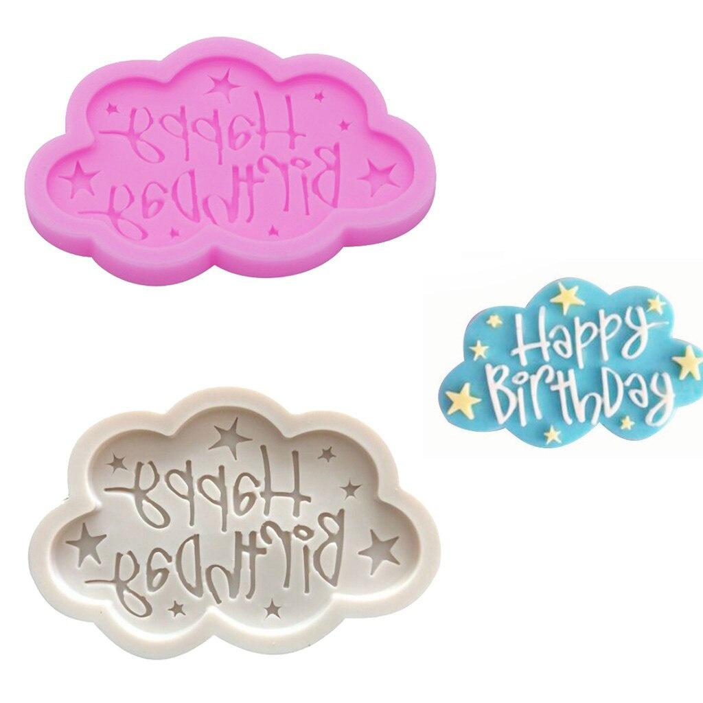 Birthday Letter Cake Mold Silicone Fondant Mold Cake Decorating Chocolate Baking Tool Cloud Happy Birthday Cake Decoration