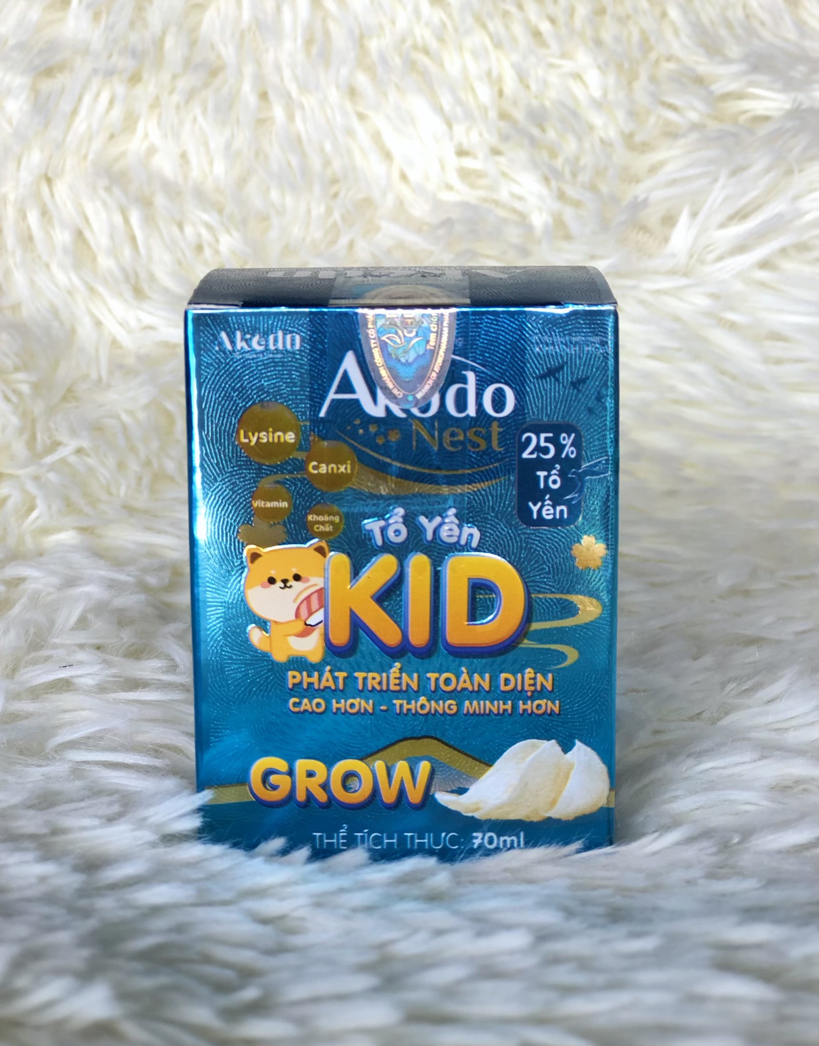 Yến Sào Akodo Kids Grow 25% yến dành cho bé từ 6 tháng tuổi (hộp 1 hũ 70ml)