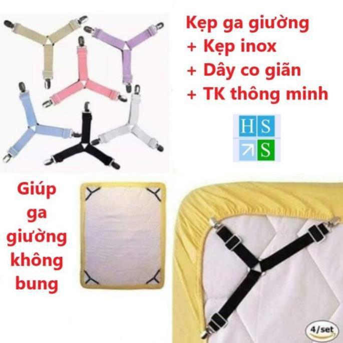 Bộ 4 Kẹp ga trải giường chống xê dịch, cố định và giữ phẳng drap ga phủ giường (Giao mầu ngẫu nhiên) - nhà cửa đời sống