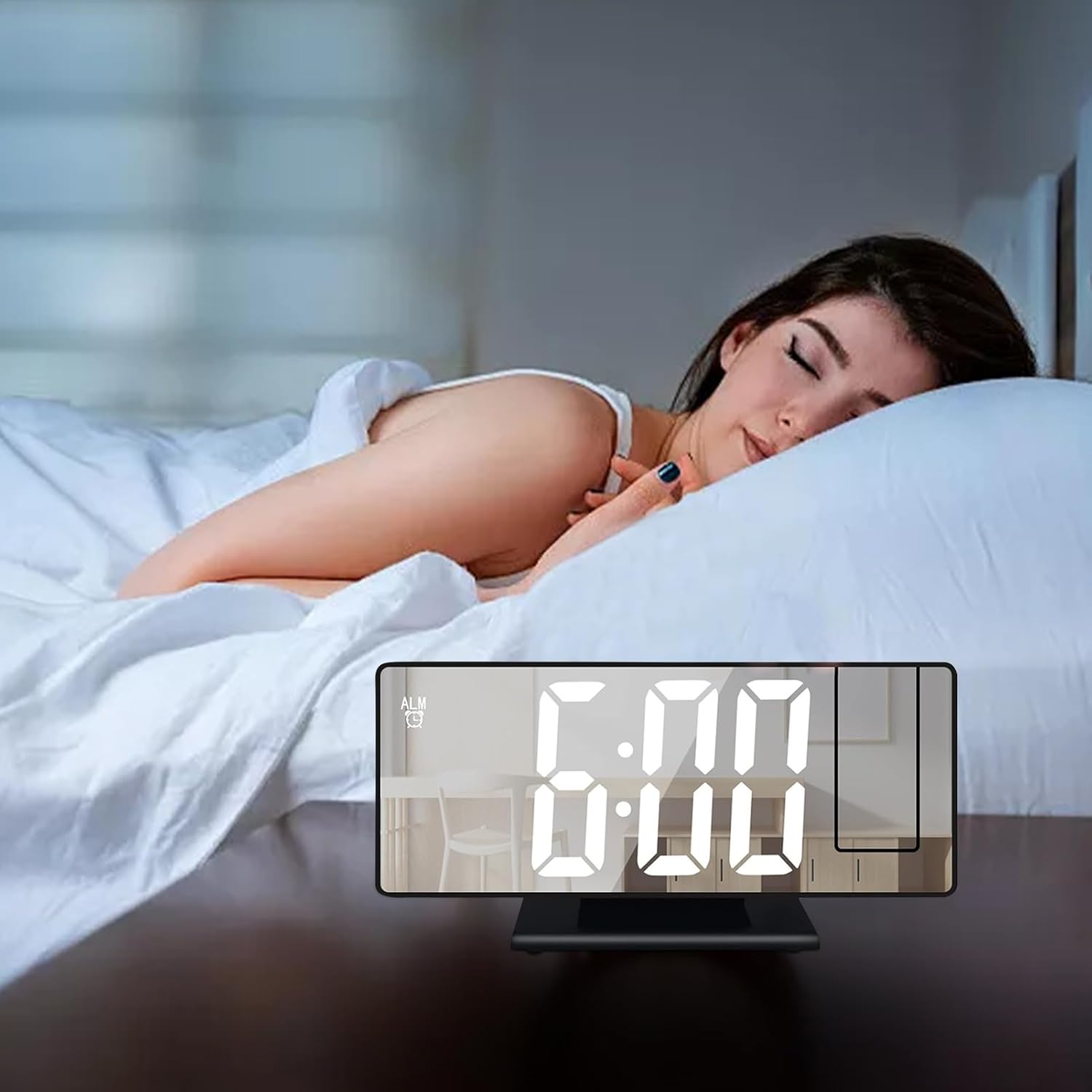 Đồng Hồ Led Chiếu Giờ Lên Trần Nhiều Màu Có Báo Thức Và Hiển Thị Nhiệt Độ.
