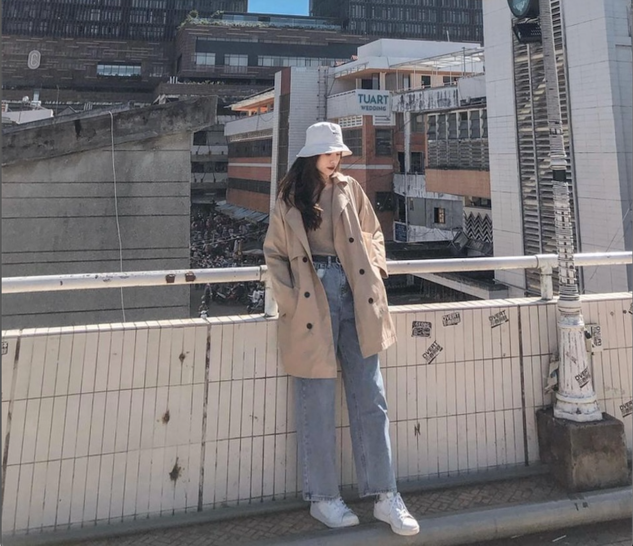 Quần jean Baggy ống suông rộng lưng cao nữ Ulzzang style Hàn Quốc