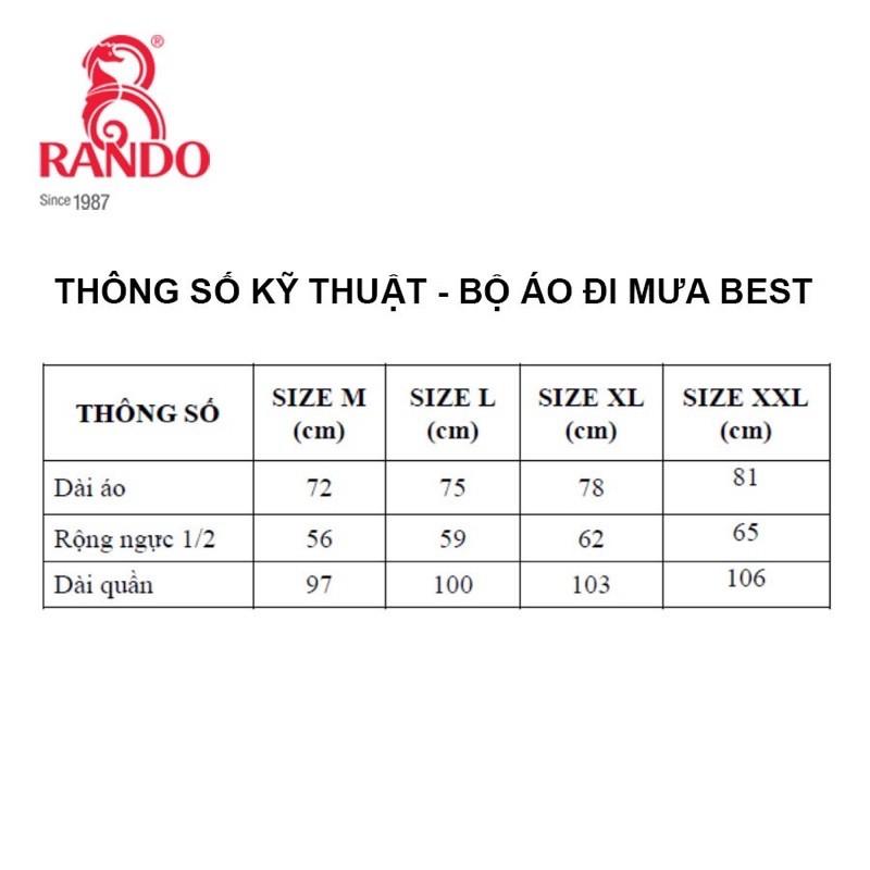 Bộ áo mưa Best Thông dụng hiệu Rando (sỉ inbox)