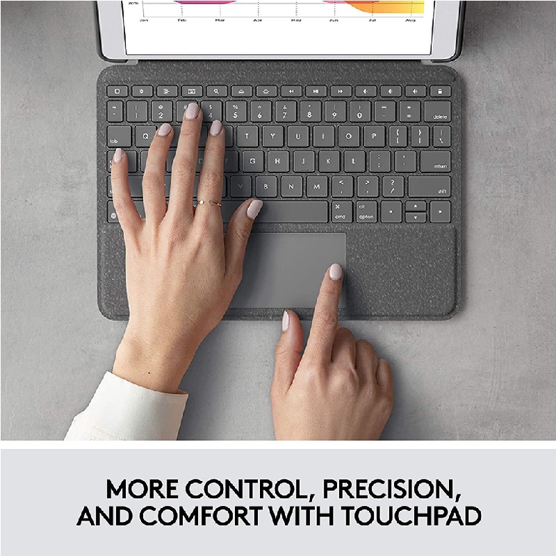 Bao da kèm bàn phím Logitech Combo Touch iPad Gen 7, Gen 8, Gen 9 - Hàng Chính Hãng