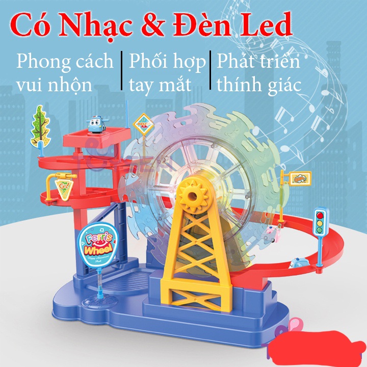 Đồ Chơi Xe Leo Trượt Máng Siêu Tốc Có Đèn Led Và Nhạc