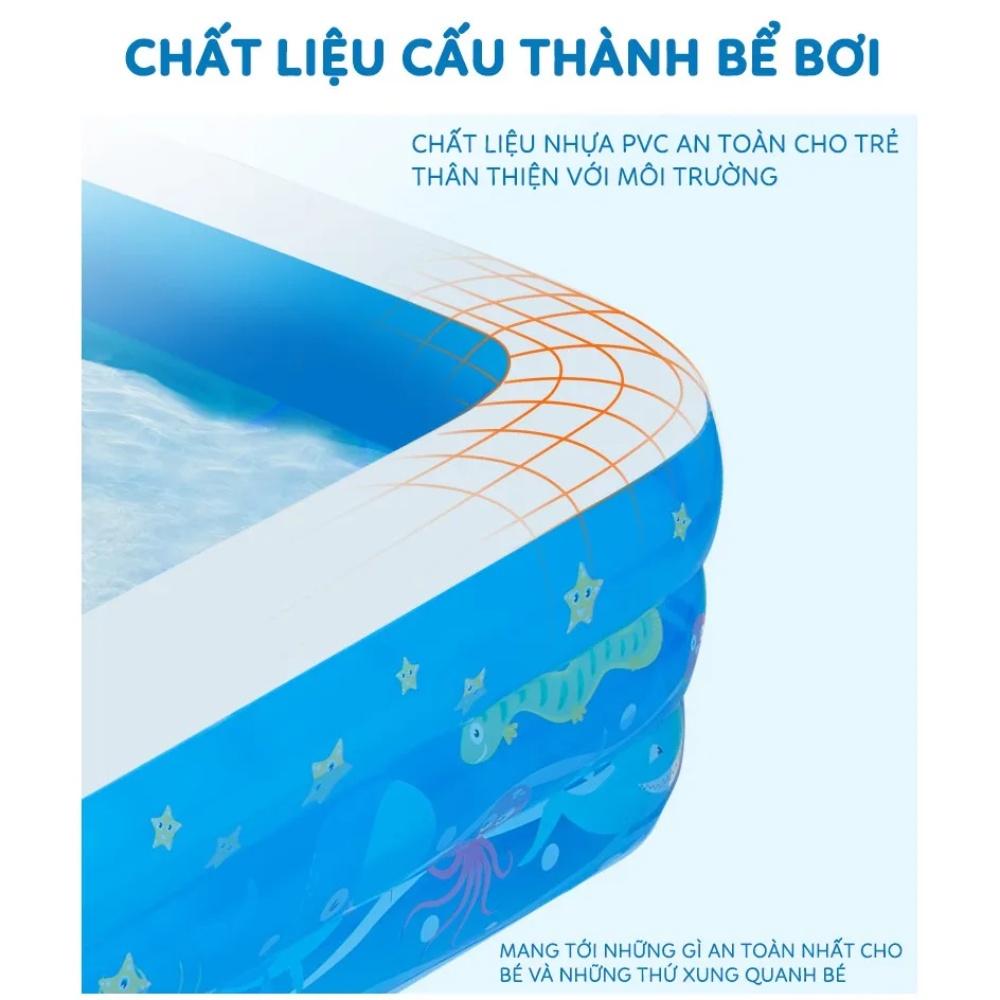 Bể Bơi Phao, Bể Bơi Cho Bé 2 Tầng 3 Tầng Dày Dặn Kèm Bơm Điện, Đáy 2 Lớp Chống Trượt An Toàn Cho Bé Chơi Tại Nhà Mùa Hè