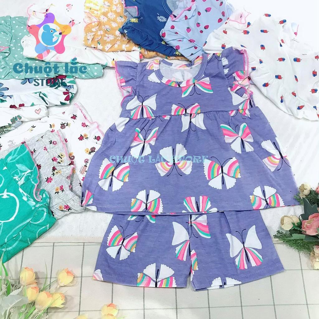Combo 2 bộ quần áo bé gái cotton xuất dư kiểu babydoll cho bé từ 8kg đến 18kg