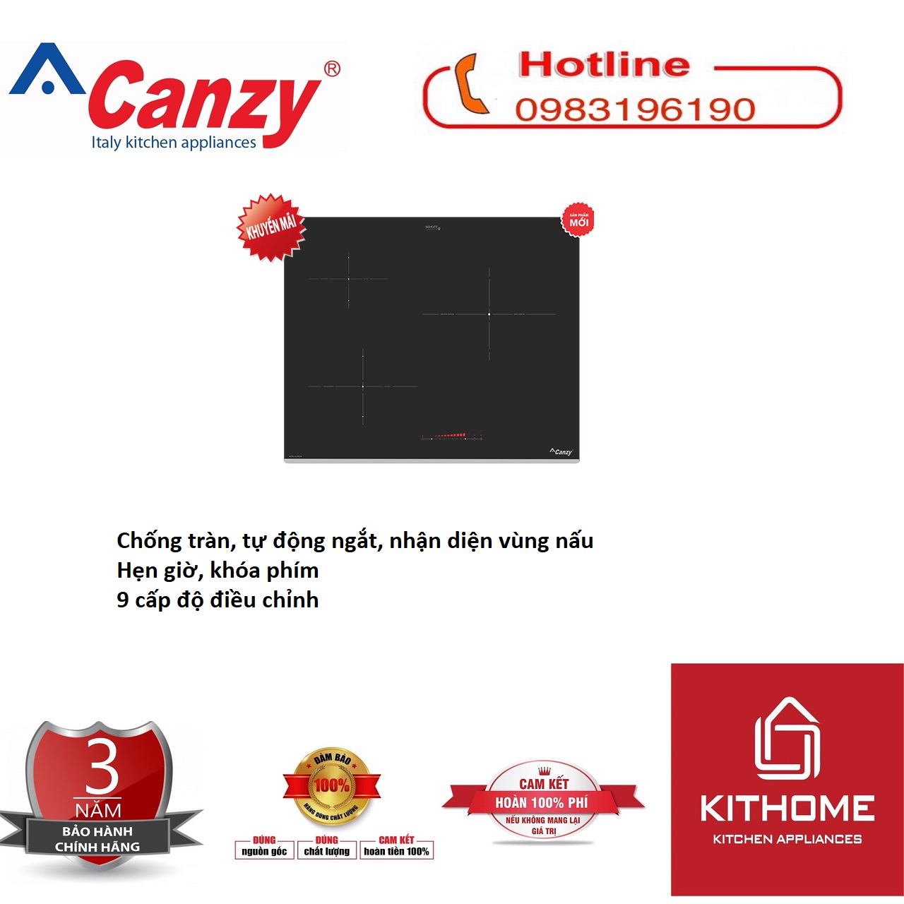 Bếp từ Canzy CZ 999DHE - Hàng chính hãng