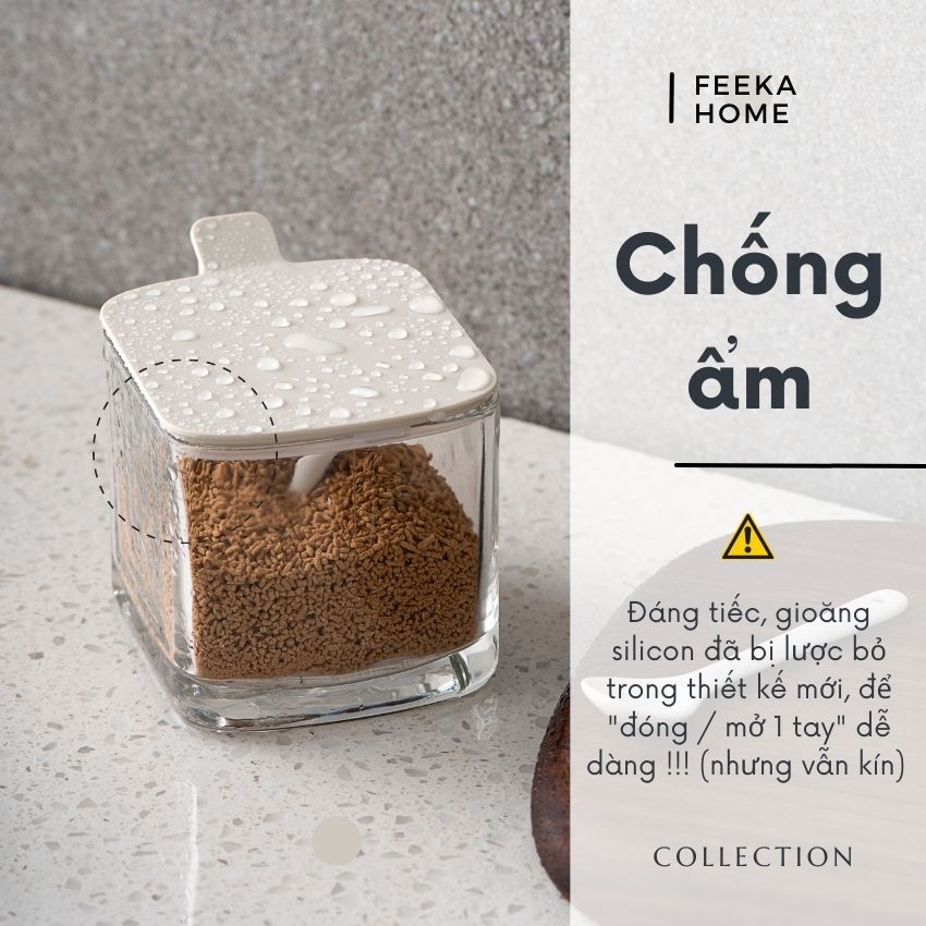 Hũ Đựng Gia vị Thủy Tinh Kèm Thìa FEEKA 300ml Cao Cấp