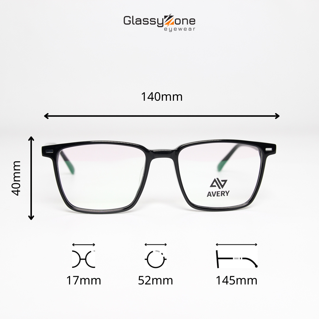 Gọng kính cận, Mắt kính giả cận Acetate Form chữ nhật Nam Nữ Avery 15036 - GlassyZone