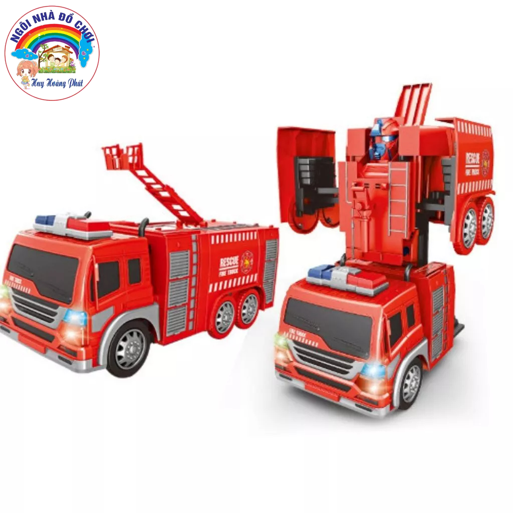 Đồ chơi Xe cứu hỏa biến hình Robot: có đèn và tiếng nhạc của xe cứu hỏa vui nhộn cho bé